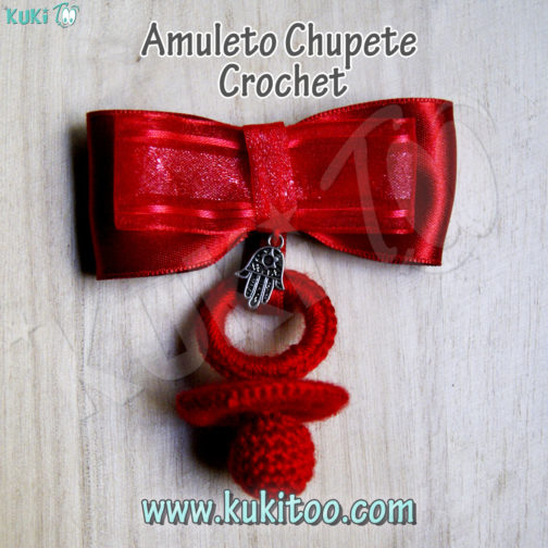 Chupete crochet rojo